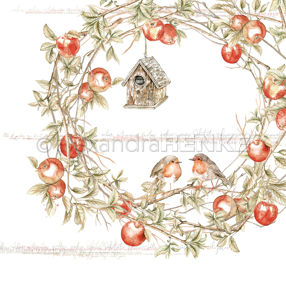 Design paper 'Robins in an Apple Wreath'- P AR 10.1029 - A.RENKE
