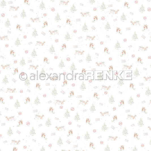 Design paper 'Squirrel among Winter Fir Trees'- P-AR-10.2933- A.RENKE