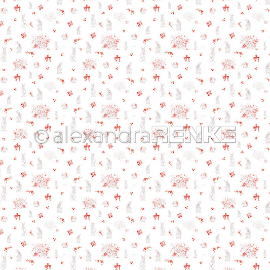 Design paper 'Christmas Bunny between Gifts'- P-AR-10.2936- A.RENKE