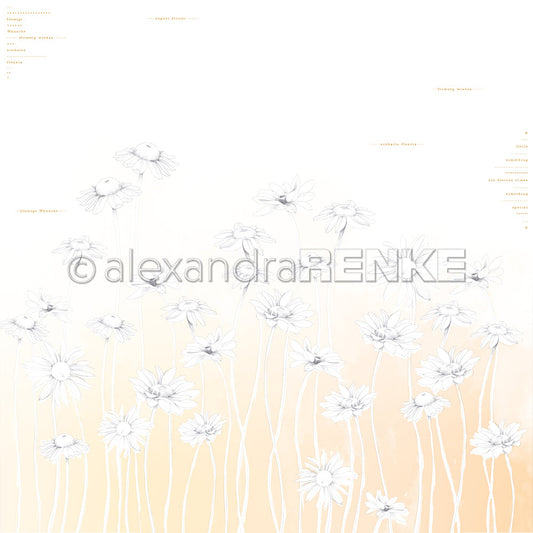 Design paper 'Daisies on gradient yellow-orange'- P AR 10.3010 - A.RENKE