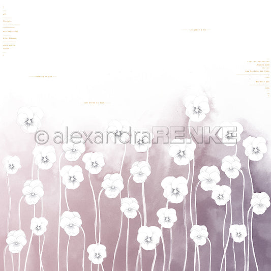 Design paper 'Pansies on gradient violet'- P AR 10.3012 - A.RENKE