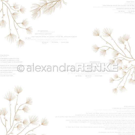 Design paper 'Pine branch typography dark beige' -  P-AR-10.3197- A.RENKE