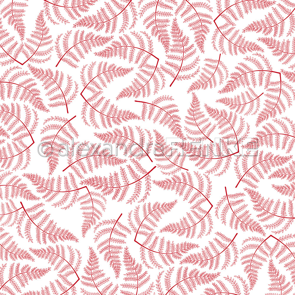 Design paper 'Fern variety premium red'- P-AR-10.3223- ARENKE