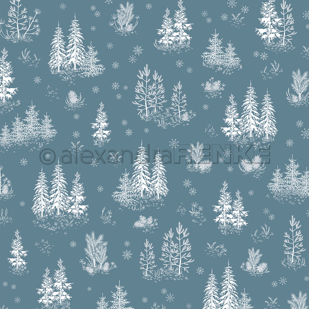 Design paper 'Snowy fir forest on dusk blue'- P-AR-10.3235- A.RENKE