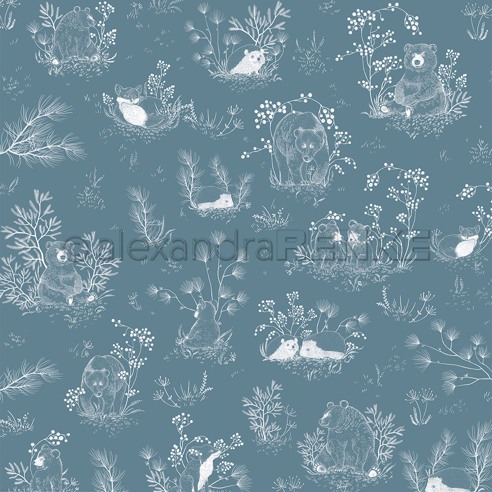 Design paper 'Bear and friends on dusk blue'- P-AR-10.3237- A.RENKE