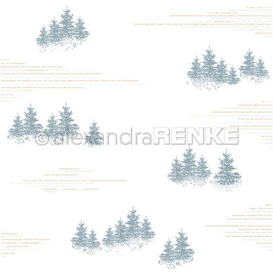 Design paper 'Fir forest typography dusk blue' - P-AR-10.3240- A.RENKE