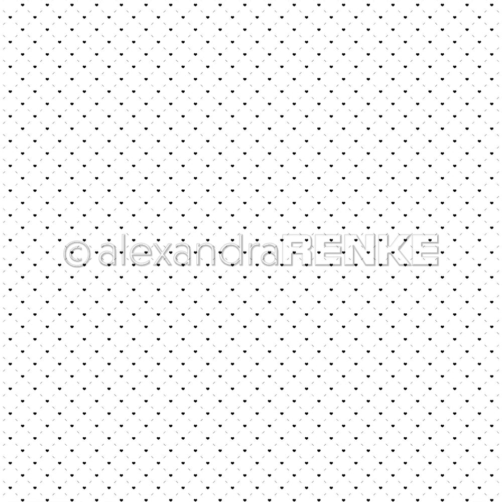 Design paper 'Heart line grid black' - P-AR-10.3350 - A.RENKE