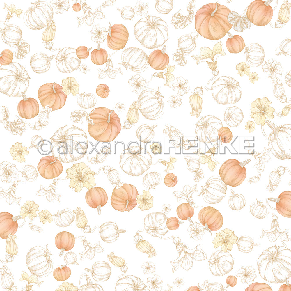 Design paper ' Pumpkins on white '- P-AR-10.3382- A.RENKE