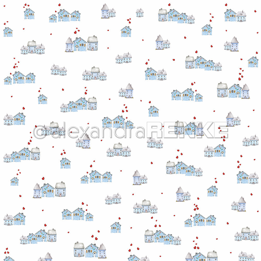 Design paper 'Delicate row of blue houses- P-AR-10.3514- A.RENKE