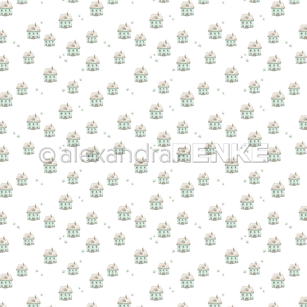 Design paper 'Fine houses turquoise-mint'- P-AR-10.3519- A.RENKE