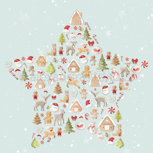 Design paper 'Gingerbread little things in star shape Mint'- P-AR-10.3621- A.RENKE