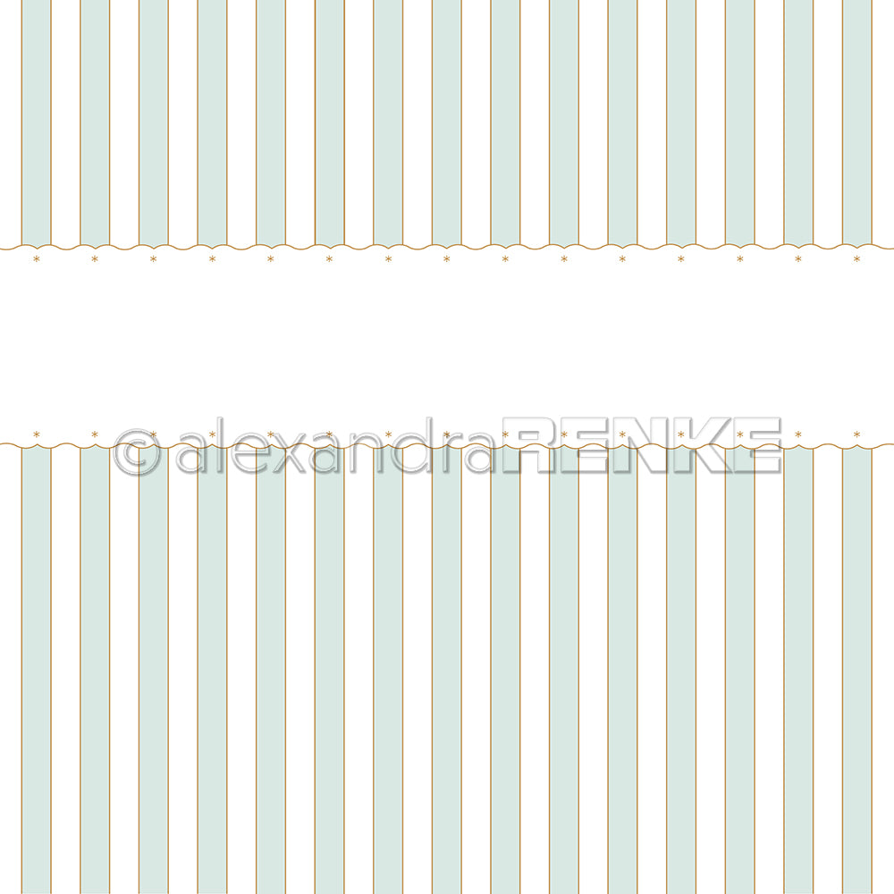 Design paper 'Star border with stripes mint'- P-AR-10.3678- A.RENKE