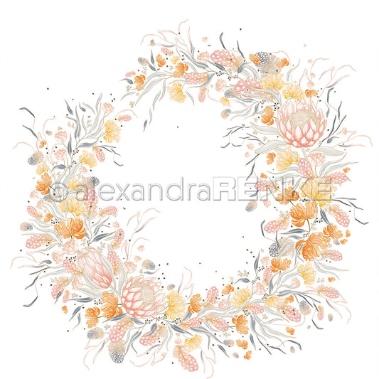 Design paper "Delicate Protea-Tulip Wreath" P-AR-10.3789 - A.RENKE