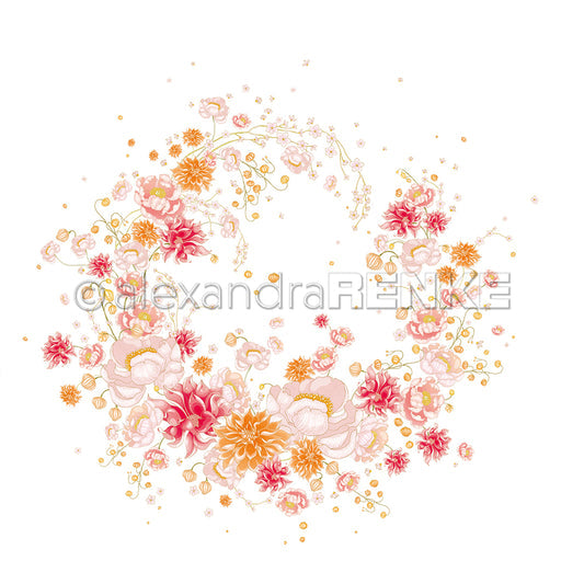 Design paper "Delicate Peony-Dahlia Wreath" P-AR-10.3791 - A.RENKE