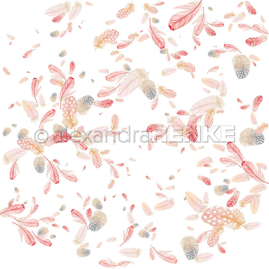 Design paper "Fluffy Feather Swirl Pink-Red" P-AR-10.3802 - A.RENKE