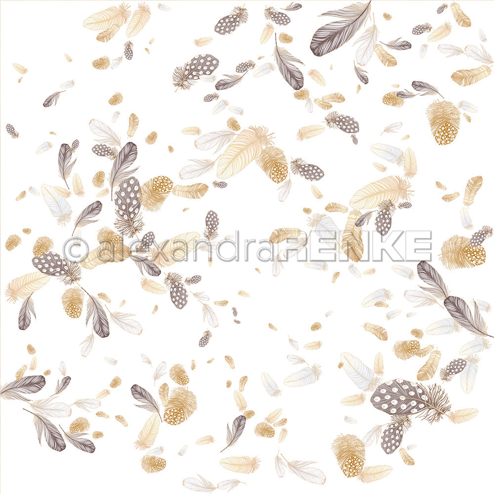 Design paper "Fluffy Feather Swirl Brown-Beige" P-AR-10.3804 - A.RENKE