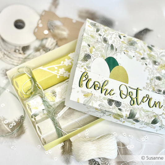 Design paper "Fluffy Feather Wreath Green-Charteuse" P-AR-10.3807 - A.RENKE