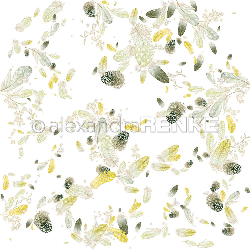 Design paper "Fluffy Feather Swirl Green-Charteuse" P-AR-10.3808 - A.RENKE