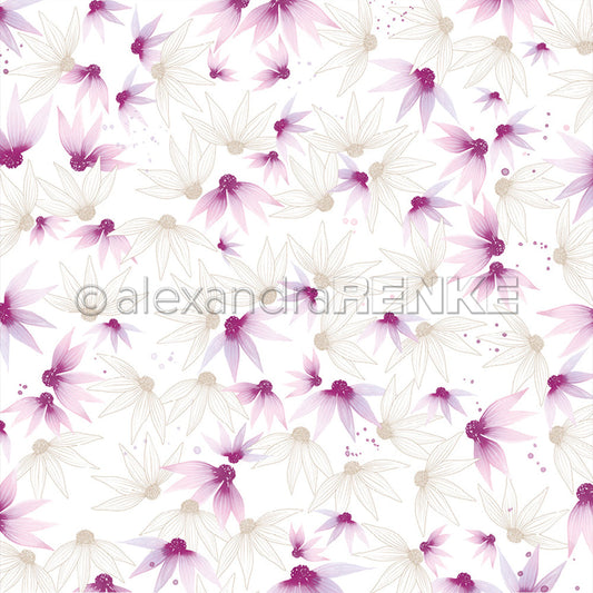 A. RENKE - Carta 'Watercolor flowers violet' 10.2572