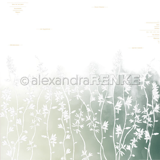 Design paper 'Forsythia on gradient green'- P AR 10.3011 - A.RENKE