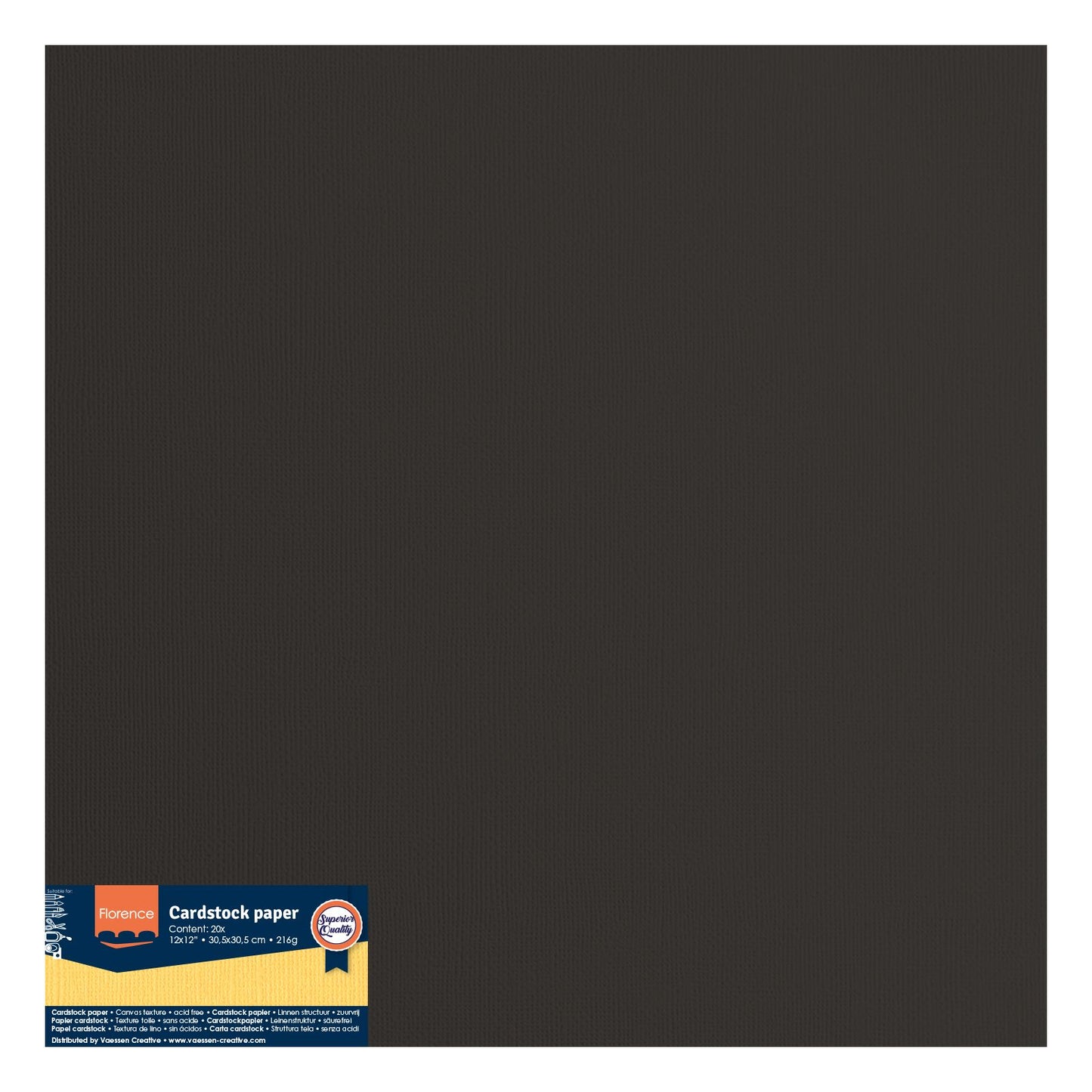 Foglio Cardstock Texture - BLACK 2928-096 Florence