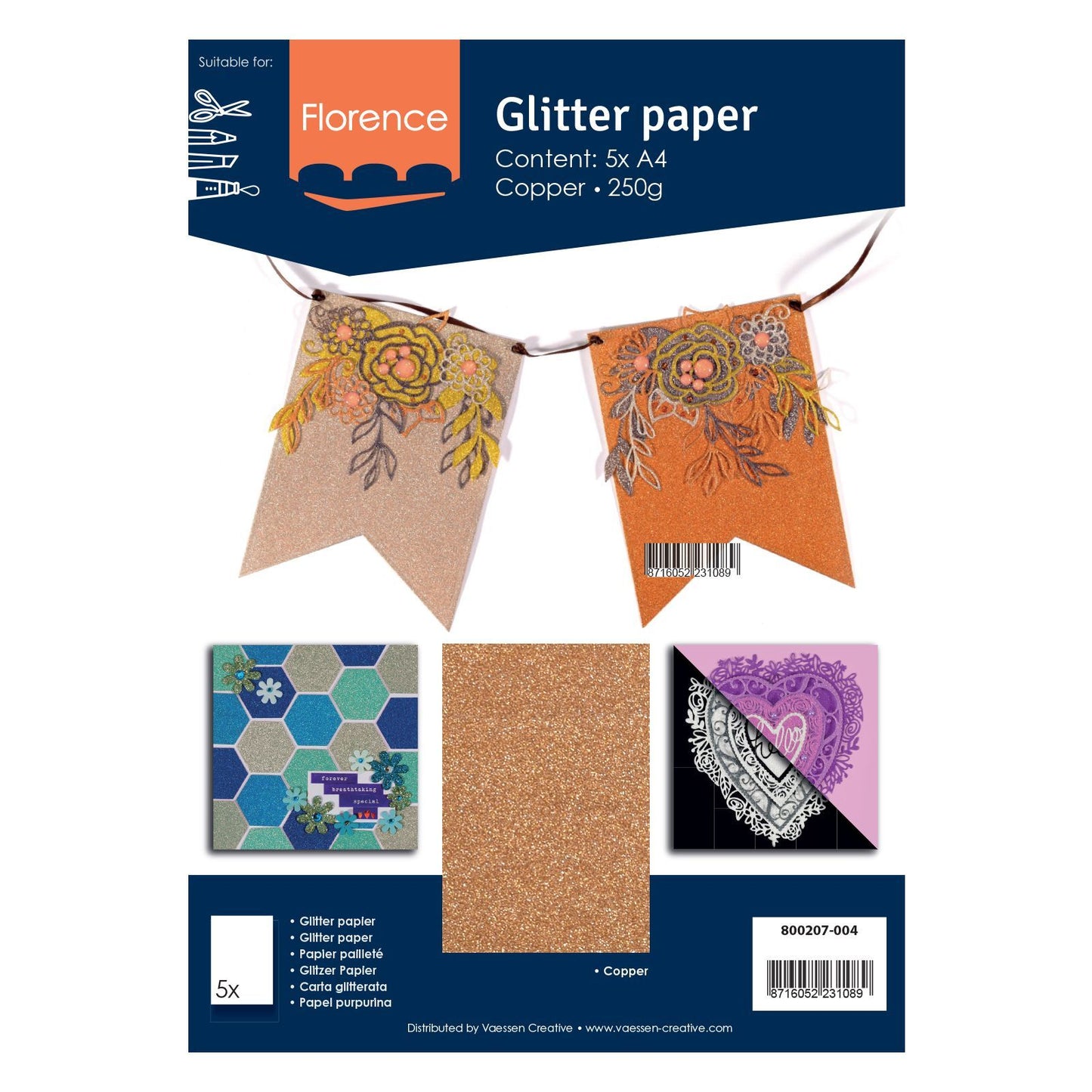 Carta glitterata COPPER - 800207 004 - Florence