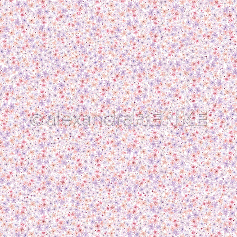 Design paper ' Fine flower pattern purple-pink '- P-AR-10.3521- A.RENKE