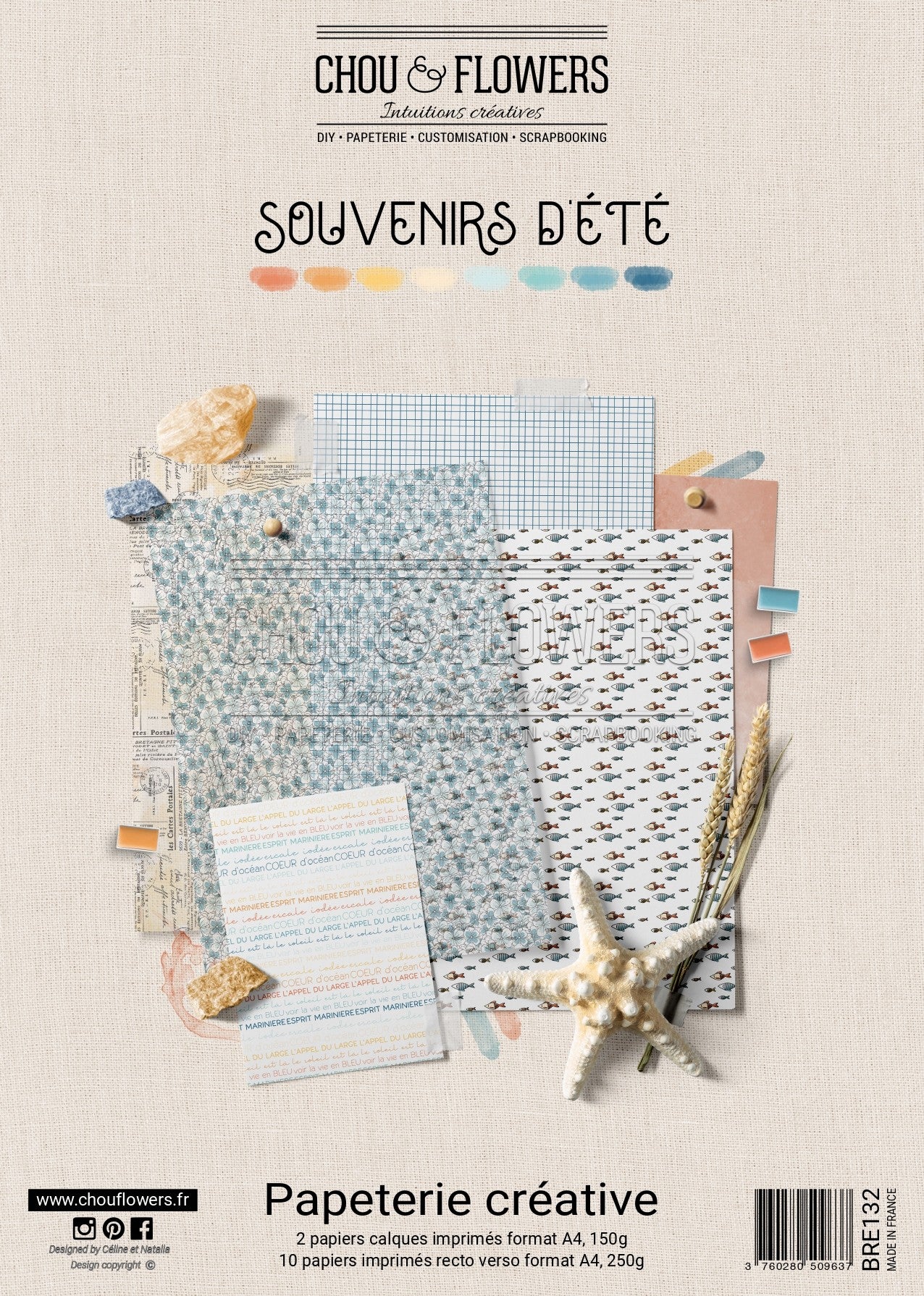 SET CARTE - CREATIVE SOUVENIRS D'ETE - BRE132 - CHOU & FLOWERS