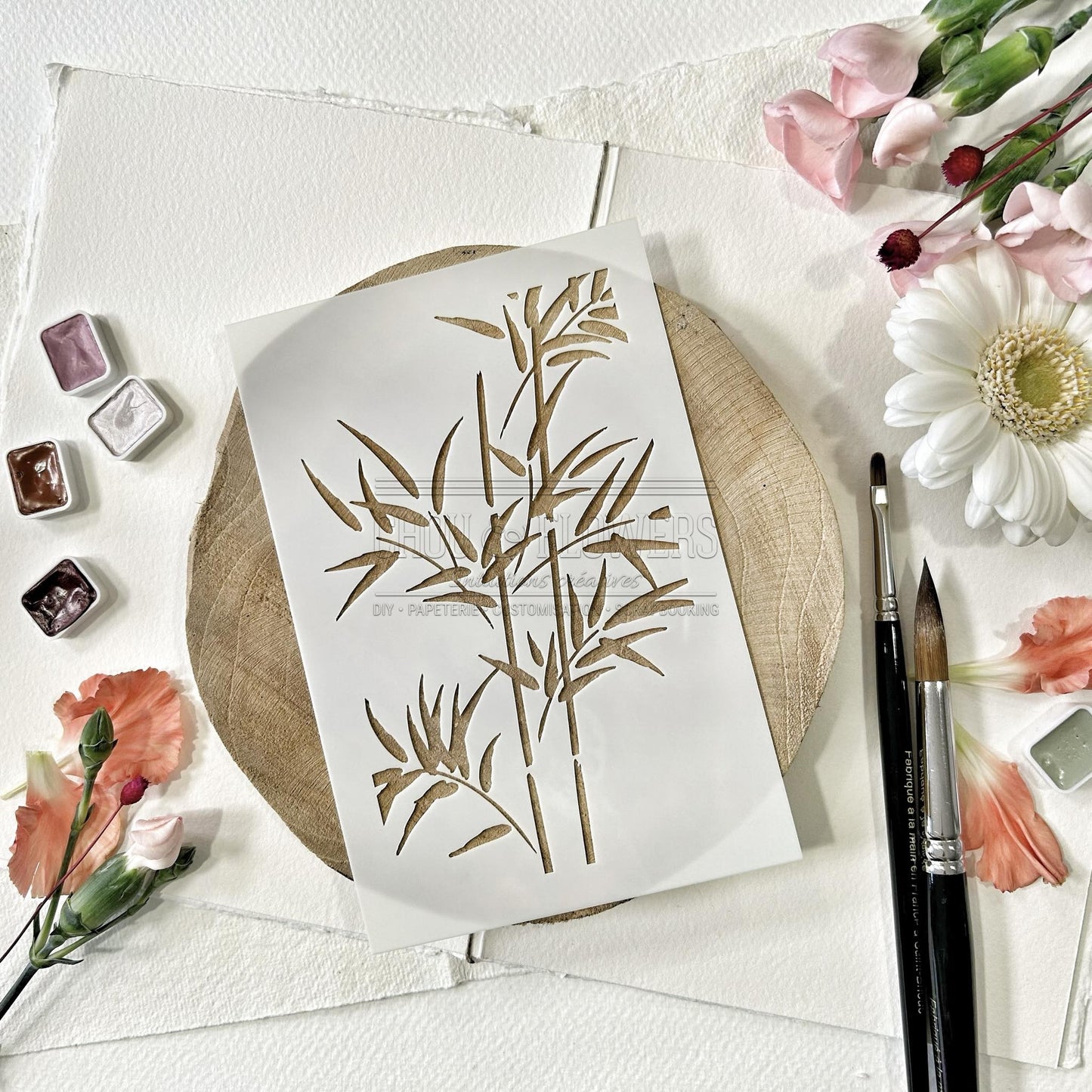 Stencil - BAMBOU  -SOL102- CHOU & FLOWERS