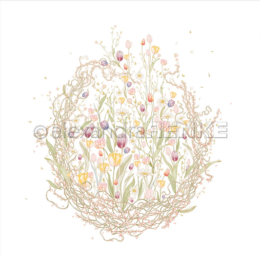 Design paper "Delicate willow-tulip wreath" P-AR-10.3799 - A.RENKE