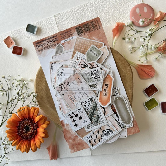 SET DIE-CUTS "TERRACOTTA" -LOV101- CHOU & FLOWERS