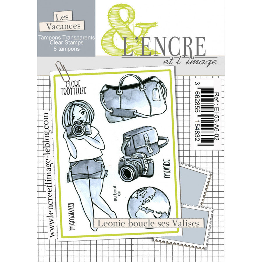 Set timbri clear  -Leonie boucle ses Valises -EI-53-A6-02- L'ENCRE ET L'IMAGE