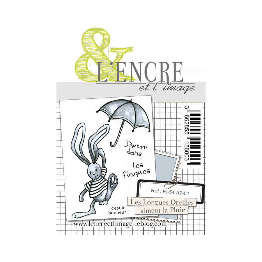 Set timbri clear  - Les Longues Oreilles aiment la Pluie -EI-54-A7-01- L'ENCRE ET L'IMAGE